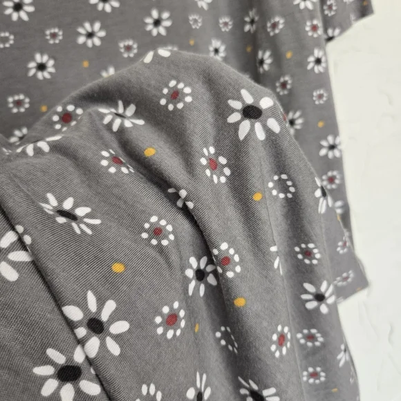 Gudrun Sjödén Floral Jersey Gray White Yellow Dress, XL - Picture 7 of 12